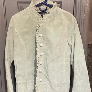 Brandon Thomas Light Green Ruffle Blazer